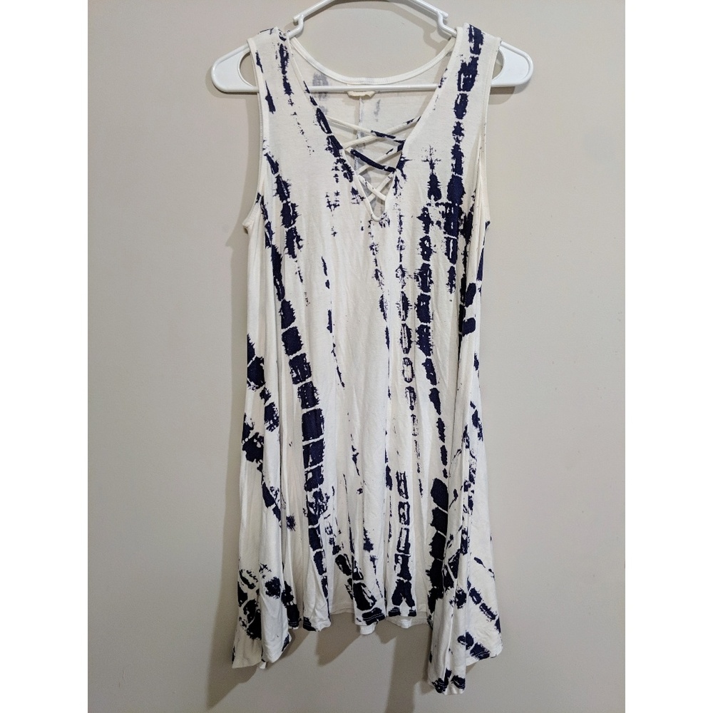 Navy and White Tie-dye Sundress